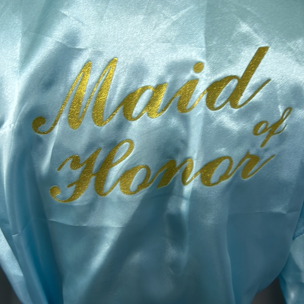MAID OF HONOR Light Blue Robe - Picture 3 of 7